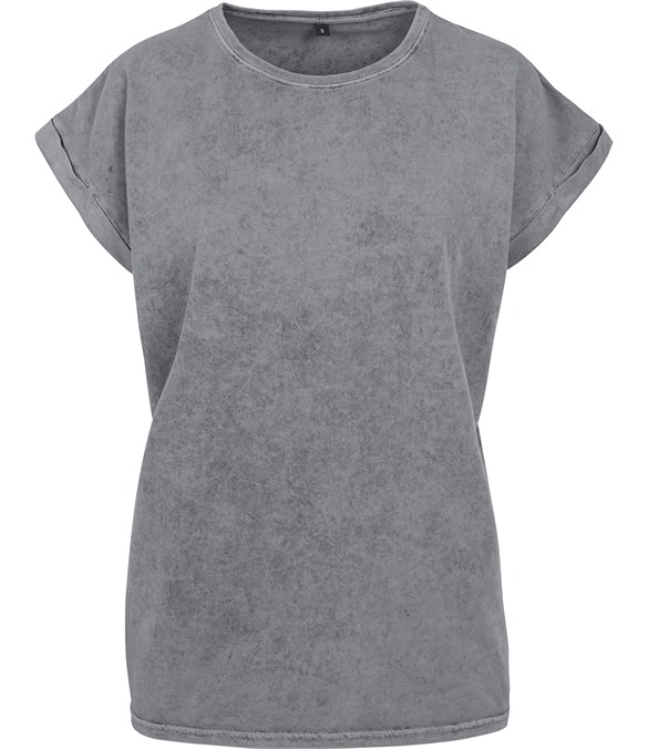 Women's acid washed extended shoulder tee