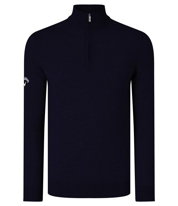 Ribbed ? zip Merino sweater